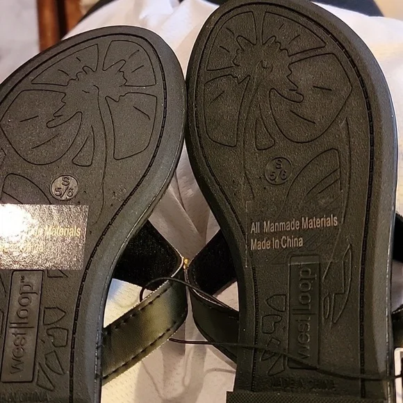 Westloop Women's Strap Sandals with Decorative Sequins and Beads - Picture 4 of 6